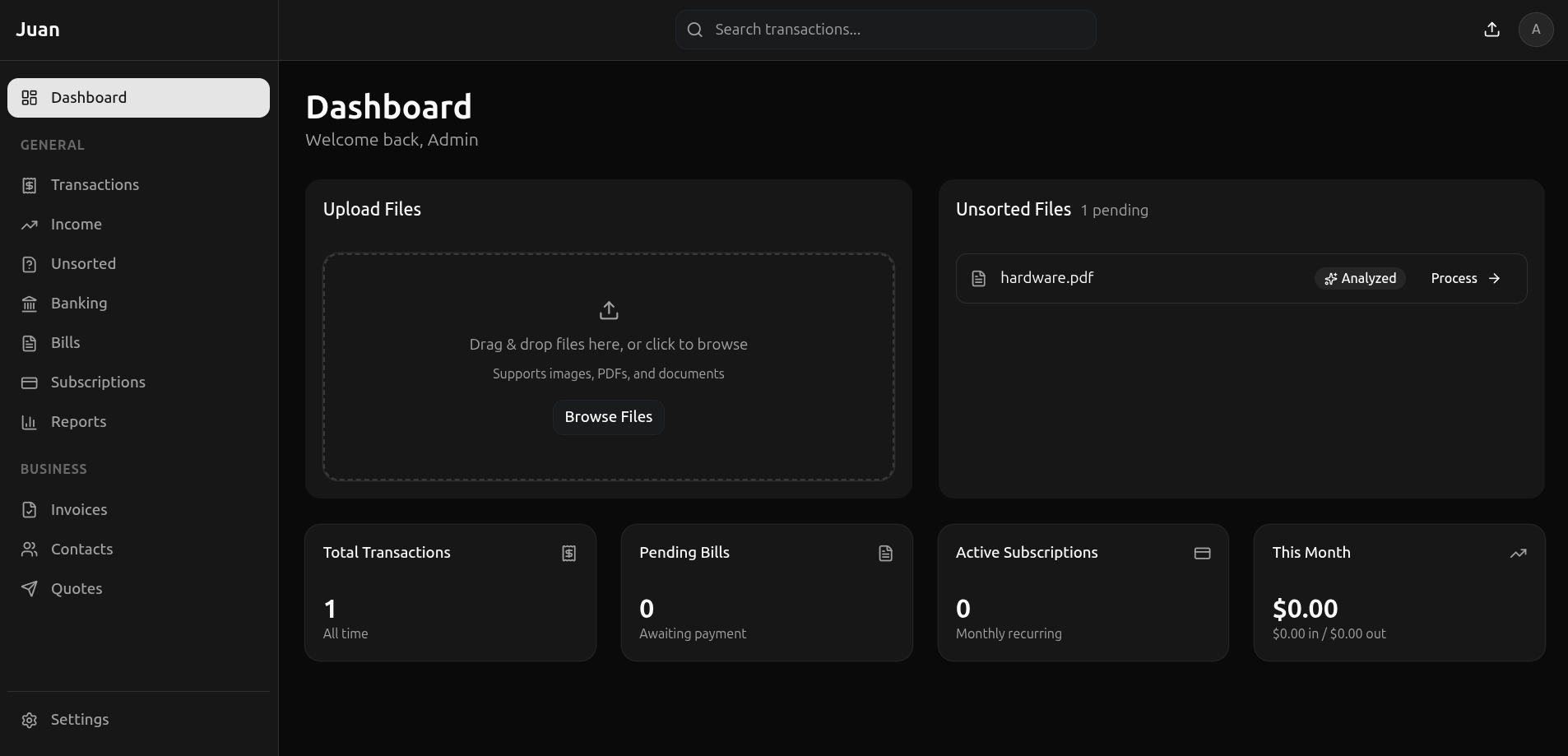 Dashboard — your financial overview at a glance